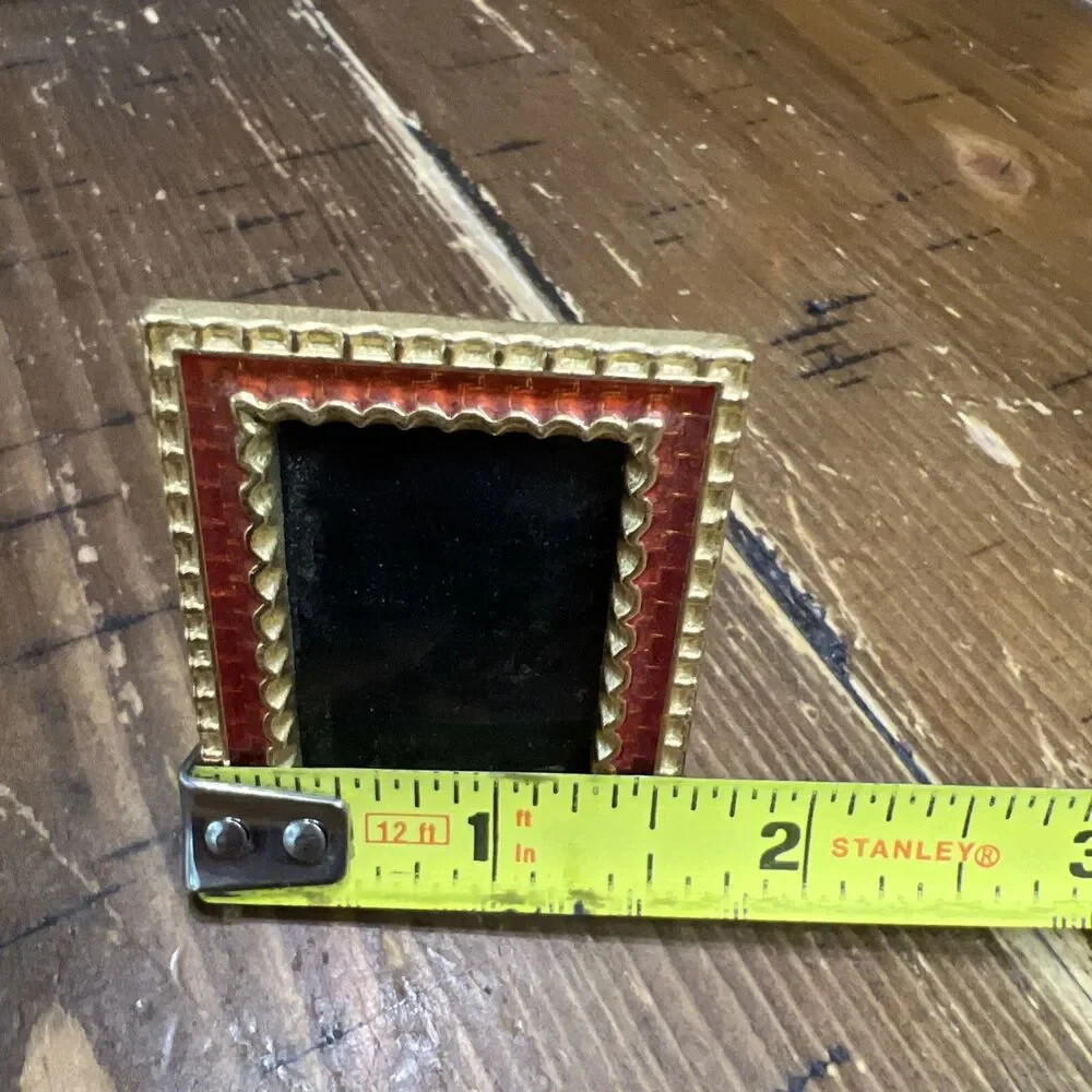 Miniature Picture Frame Gold Ruby Red 1x1.5 Fit 1.5 X2” Frame